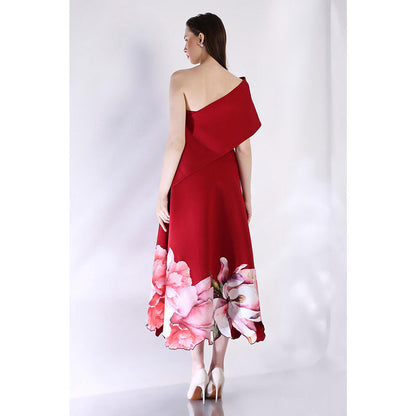 Ozeqo Womens Maroon Dress with Wrap (Set of 2)