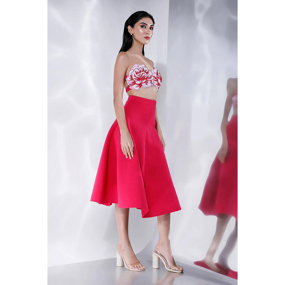 Ozeqo Womens Red Bralette with Skirt (Set of 2)