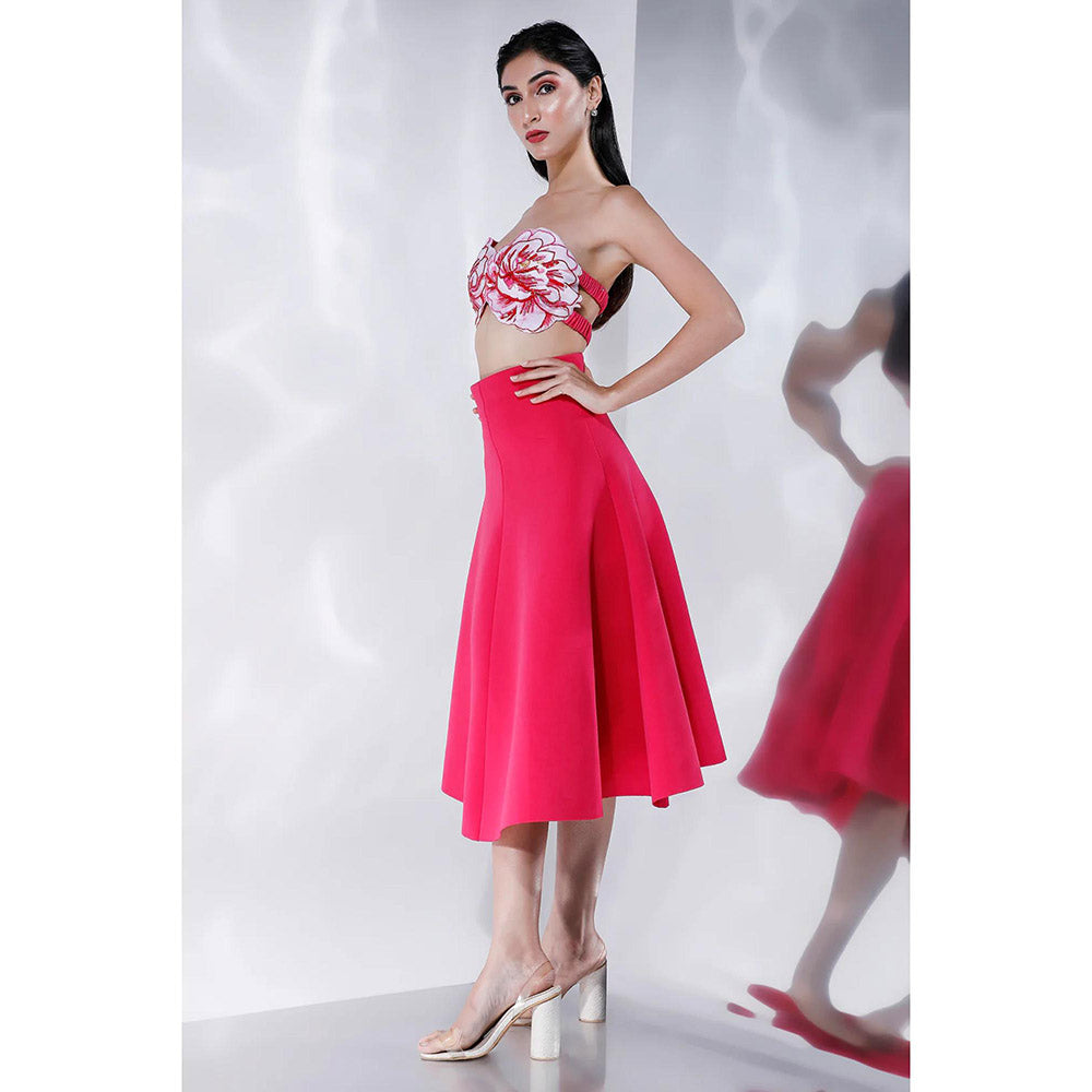 Ozeqo Womens Red Bralette with Skirt (Set of 2)