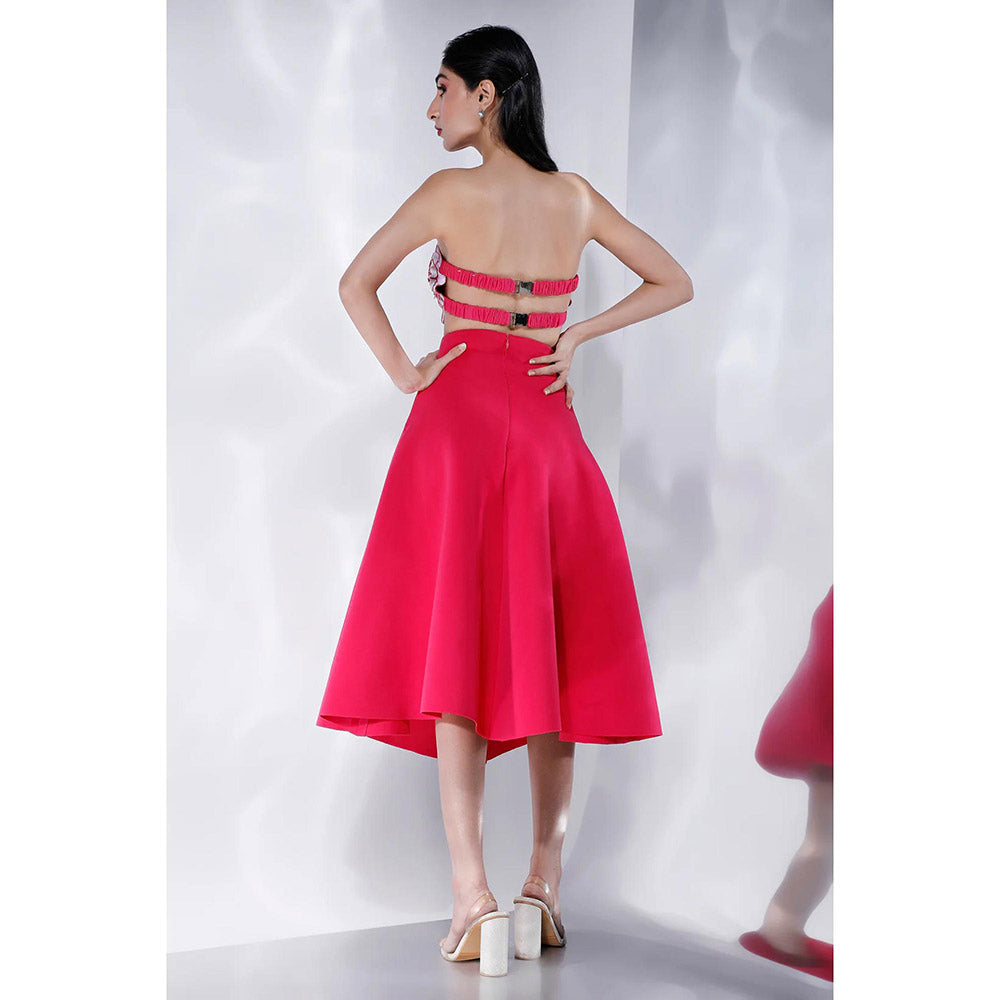 Ozeqo Womens Red Bralette with Skirt (Set of 2)