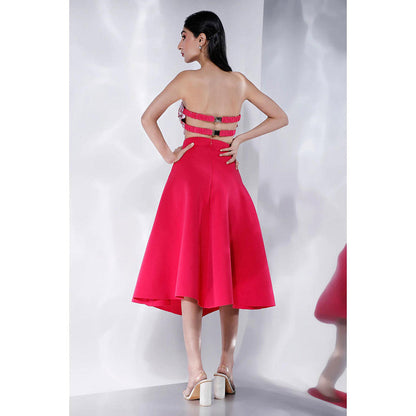 Ozeqo Womens Red Bralette with Skirt (Set of 2)