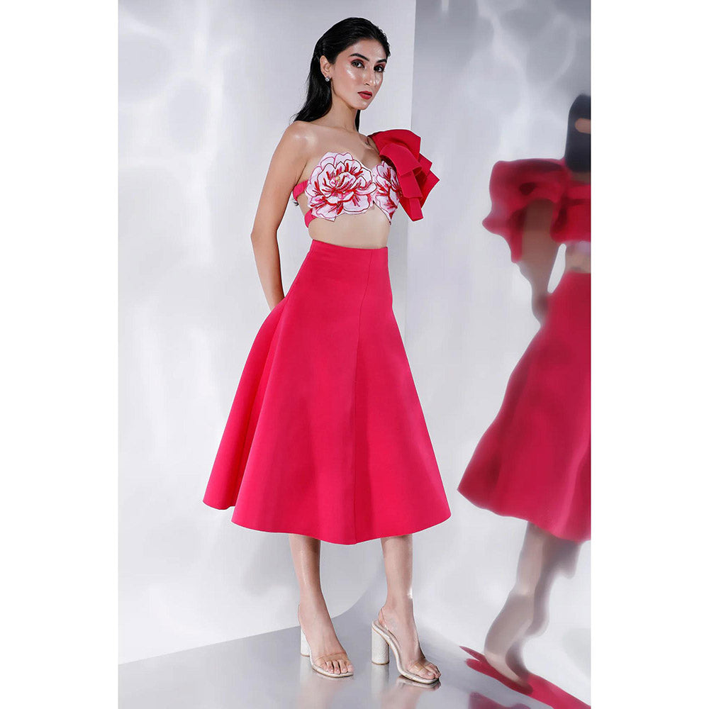 Ozeqo Womens Red Bralette with Skirt and Detachable Ruffle Wrap (Set of 3)