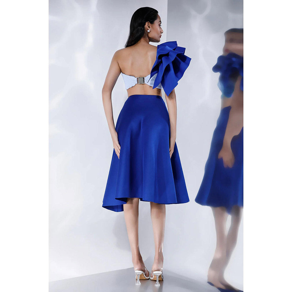 Ozeqo Womens Blue Bralette with Skirt and Detachable Ruffle Wrap (Set of 3)