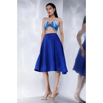 Ozeqo Womens Blue Bralette with Skirt and Detachable Ruffle Wrap (Set of 3)