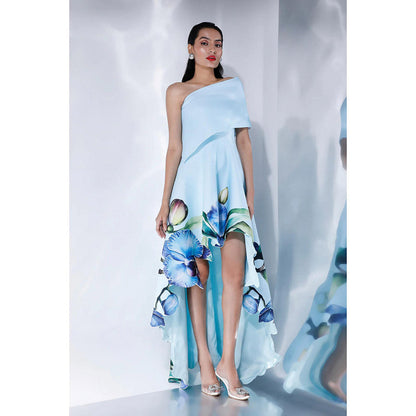Ozeqo Womens Blue Dress with Wrap (Set of 2)