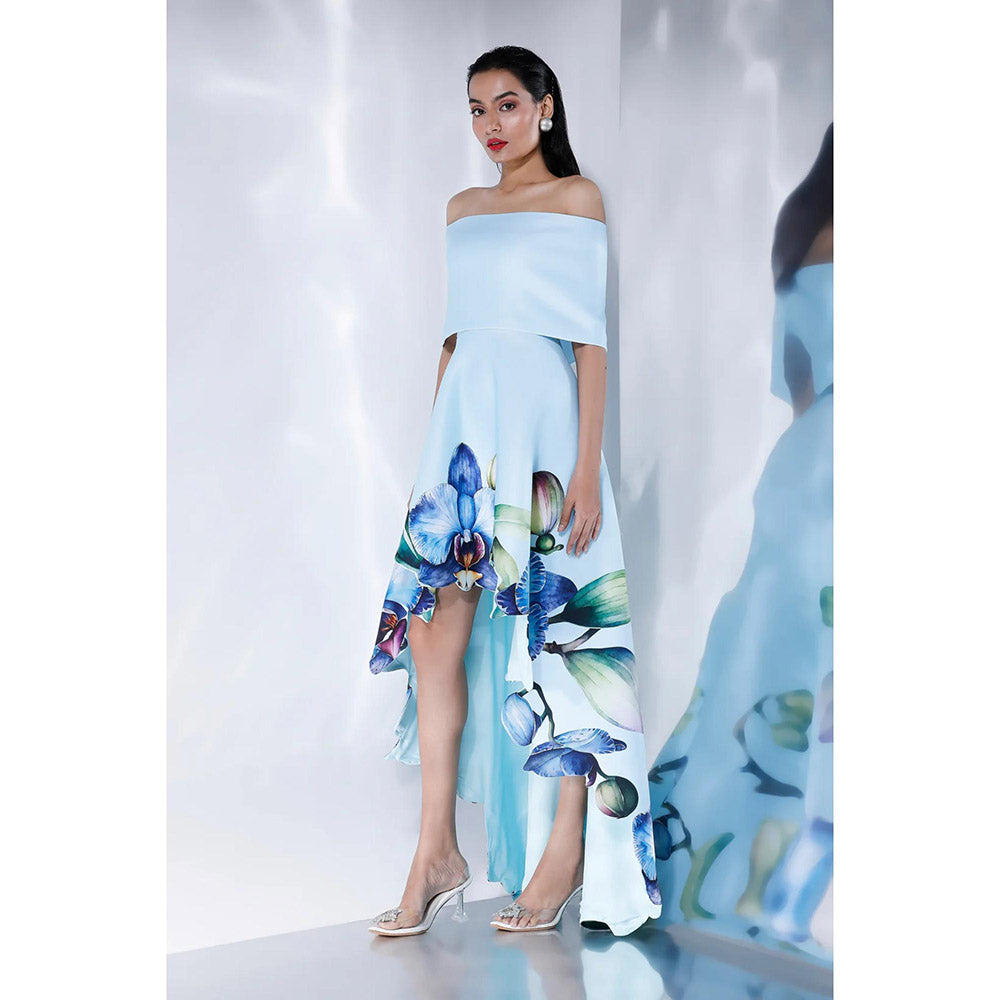 Ozeqo Womens Blue Dress with Wrap (Set of 2)