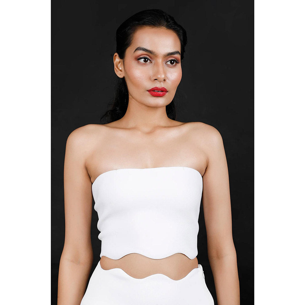 Ozeqo Womens White Crop Top with Skirt (Set of 2)