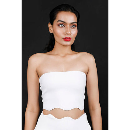 Ozeqo Womens White Crop Top with Skirt (Set of 2)