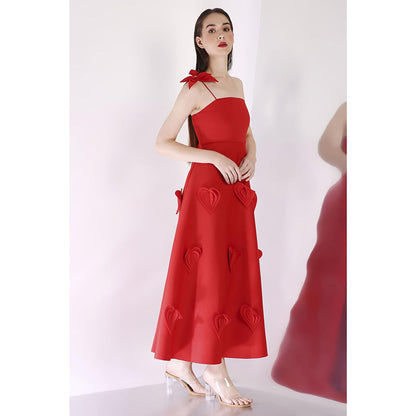 Ozeqo Womens Red One Shoulder Drerss