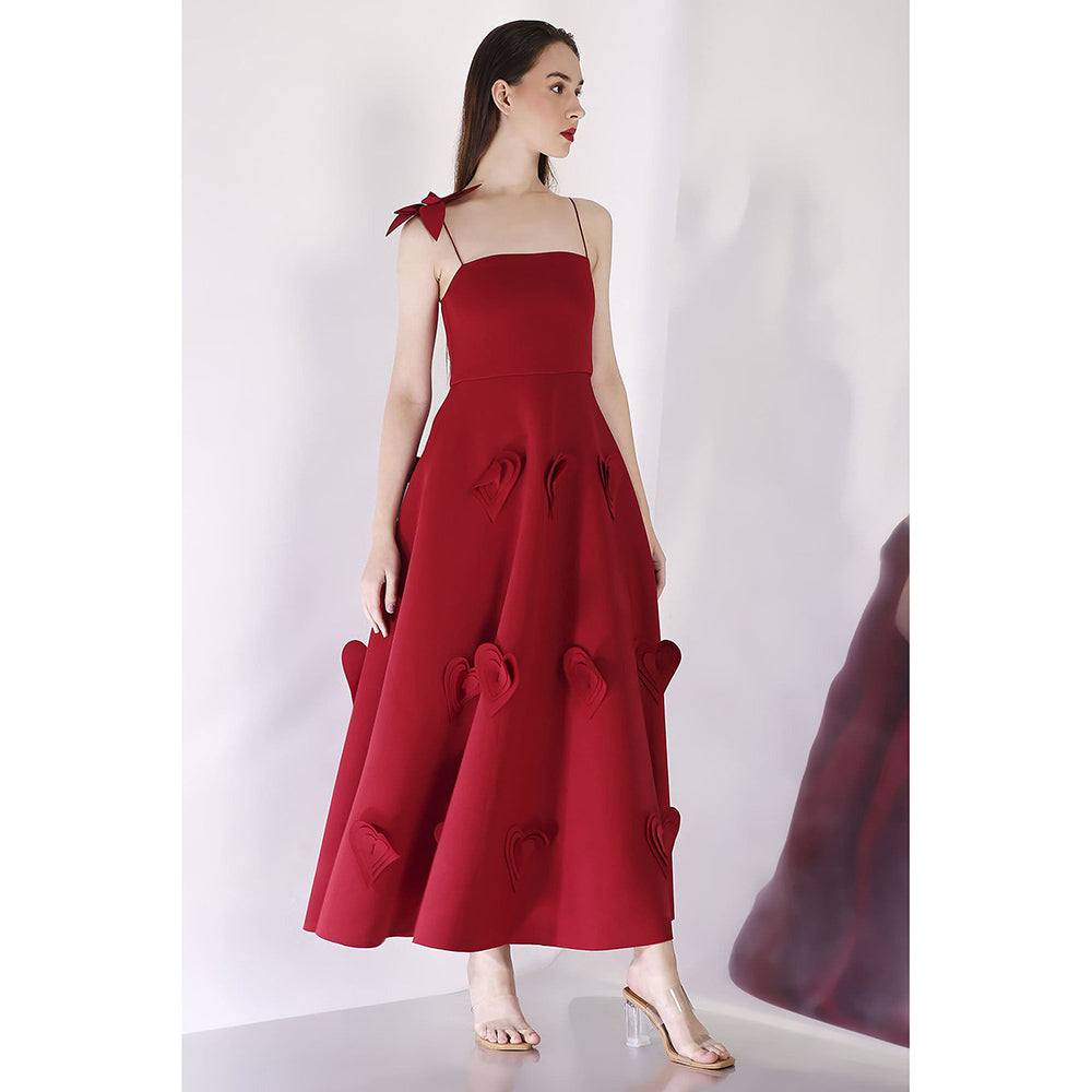 Ozeqo Maroon Should Straps Midi Dress