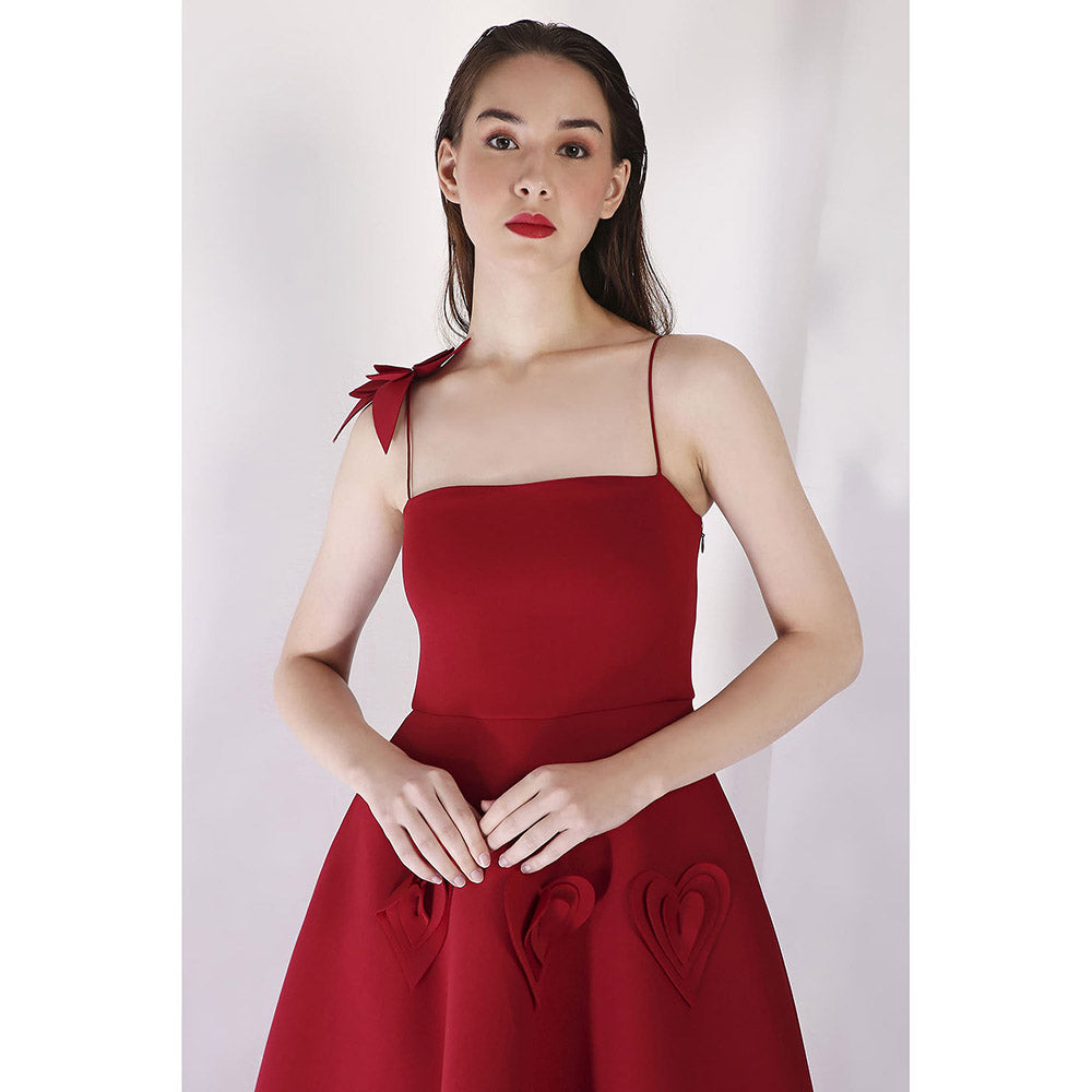 Ozeqo Maroon Should Straps Midi Dress