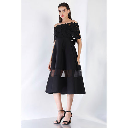 Ozeqo Black Fit and Flare Dress and Wrap