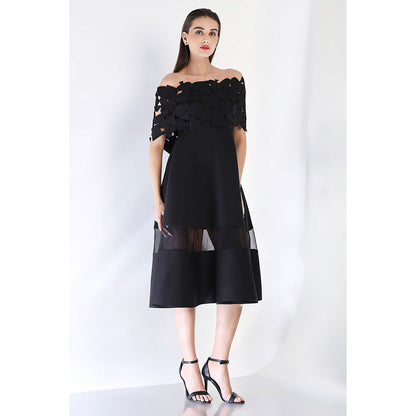 Ozeqo Black Fit and Flare Dress and Wrap