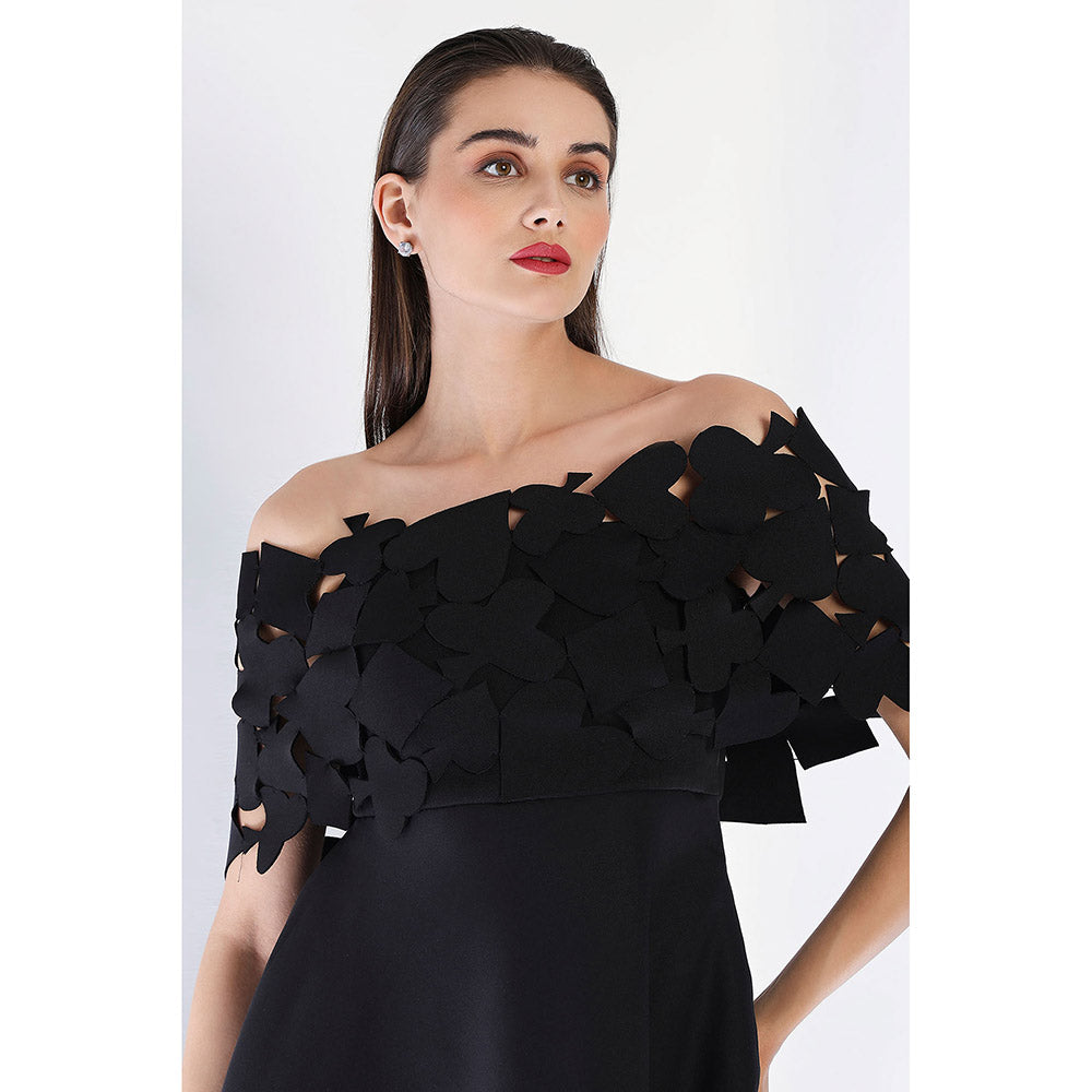 Ozeqo Black Fit and Flare Dress and Wrap