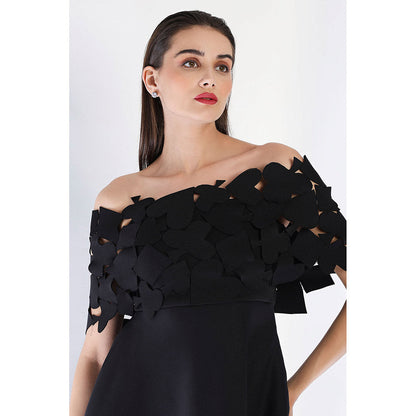 Ozeqo Black Fit and Flare Dress and Wrap