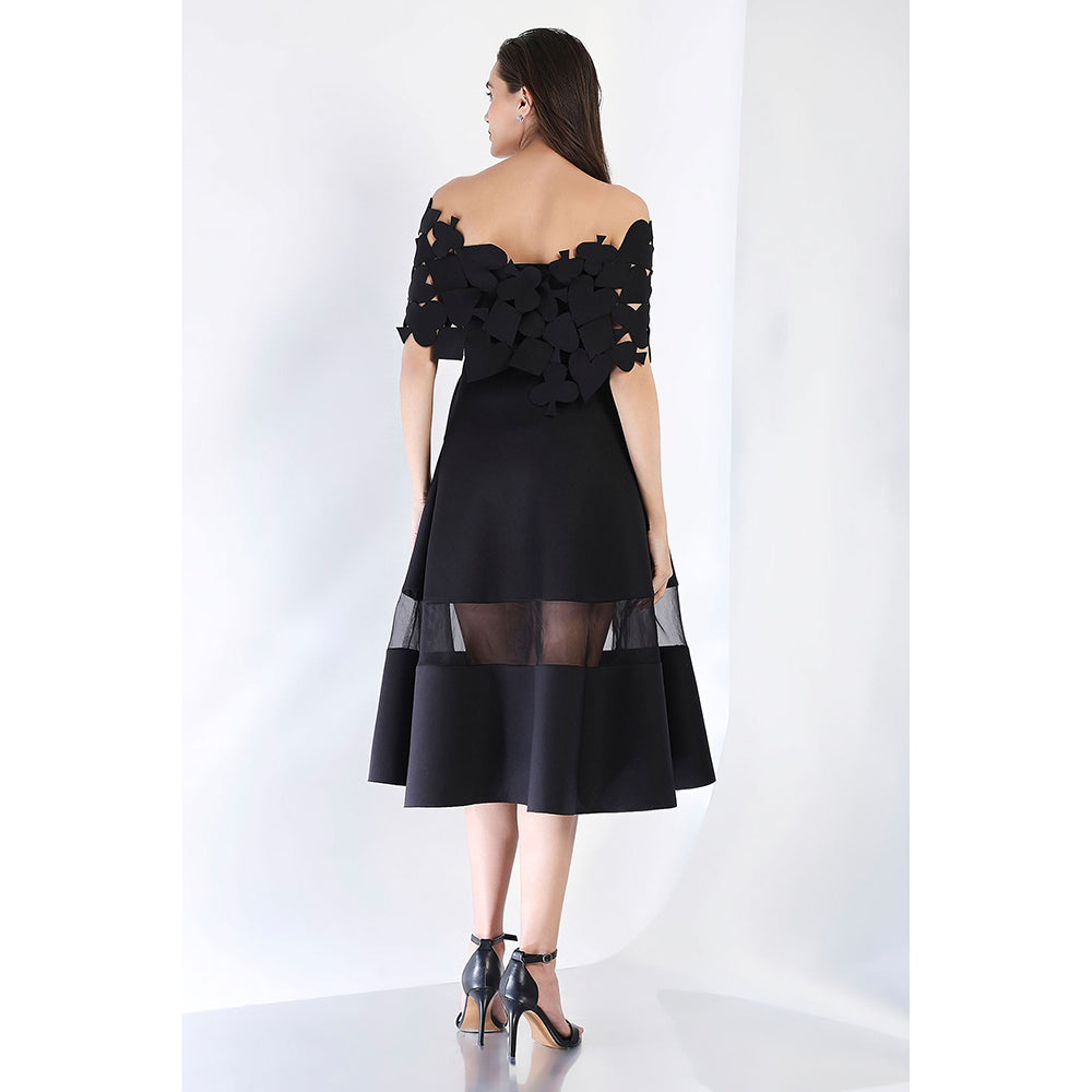 Ozeqo Black Fit and Flare Dress and Wrap