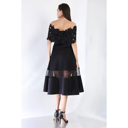 Ozeqo Black Fit and Flare Dress and Wrap
