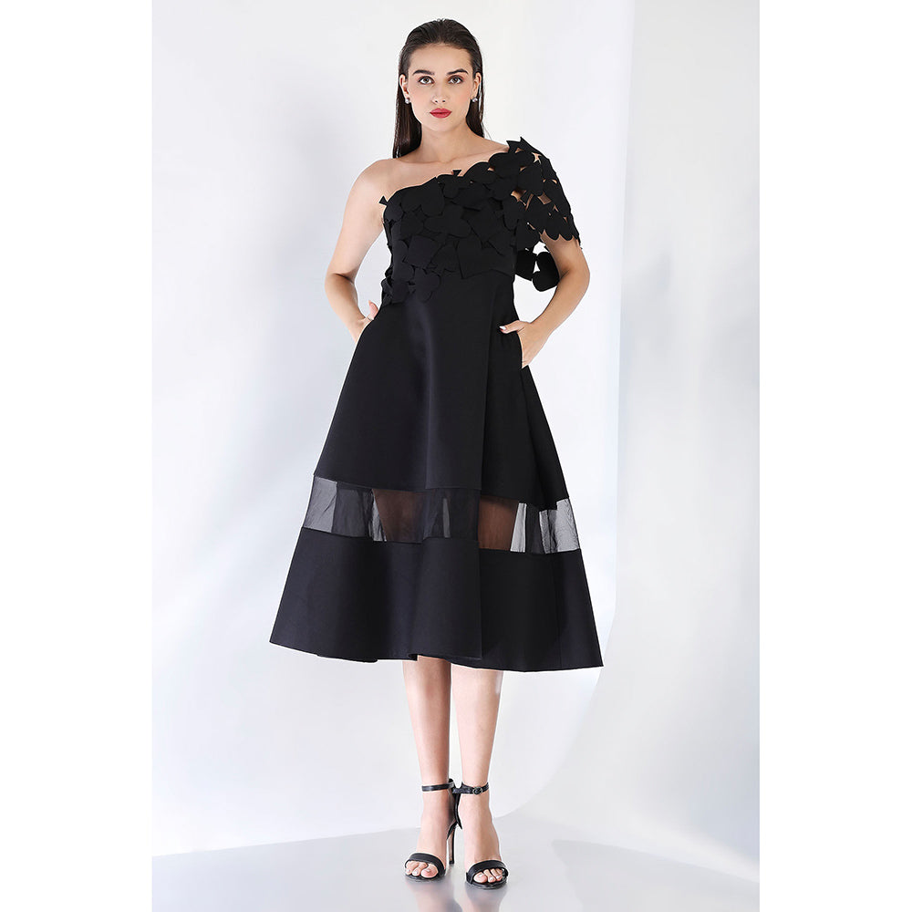 Ozeqo Black Fit and Flare Dress and Wrap