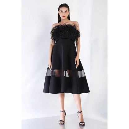 Ozeqo Black Fit and Flare Dress and Wrap
