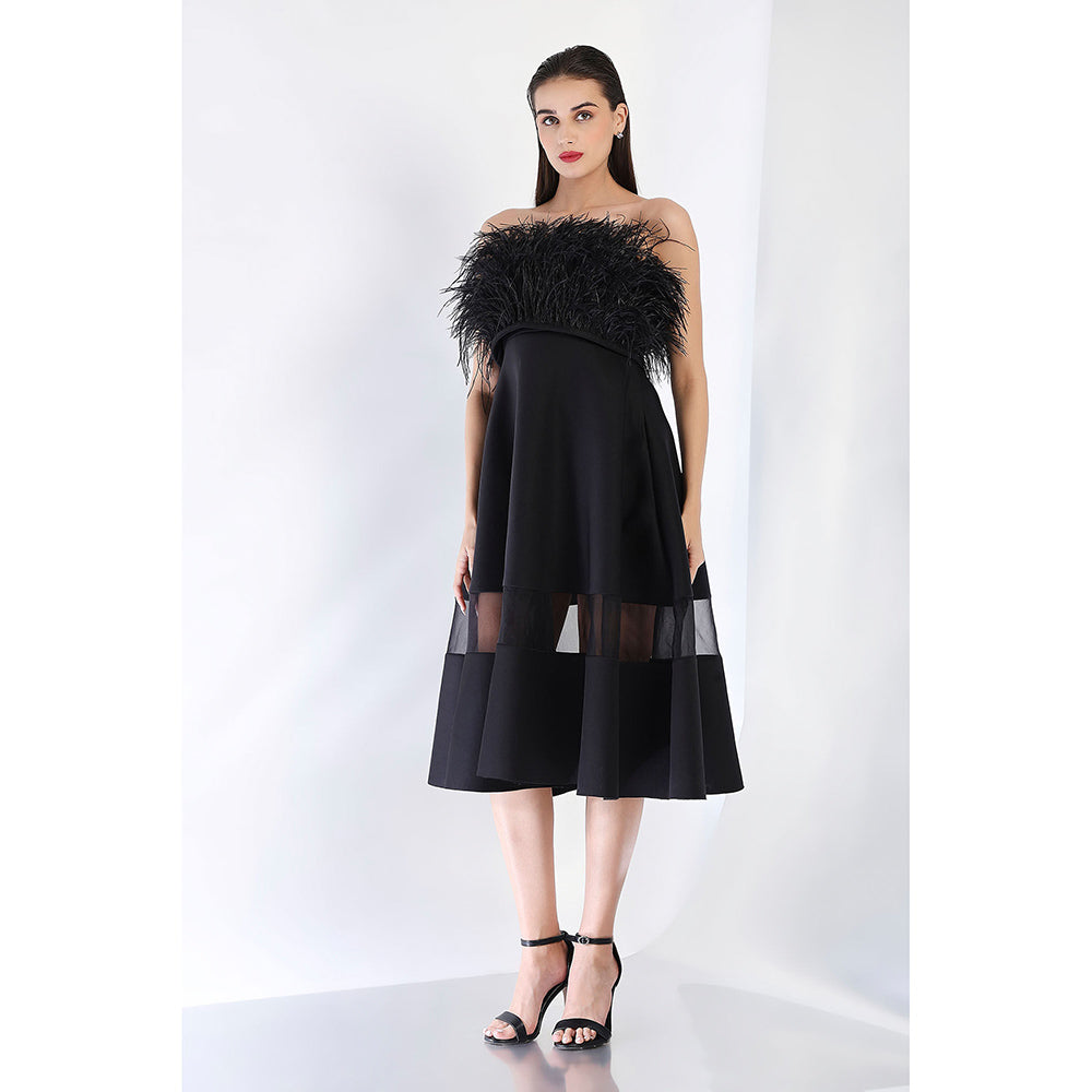 Ozeqo Black Fit and Flare Dress and Wrap