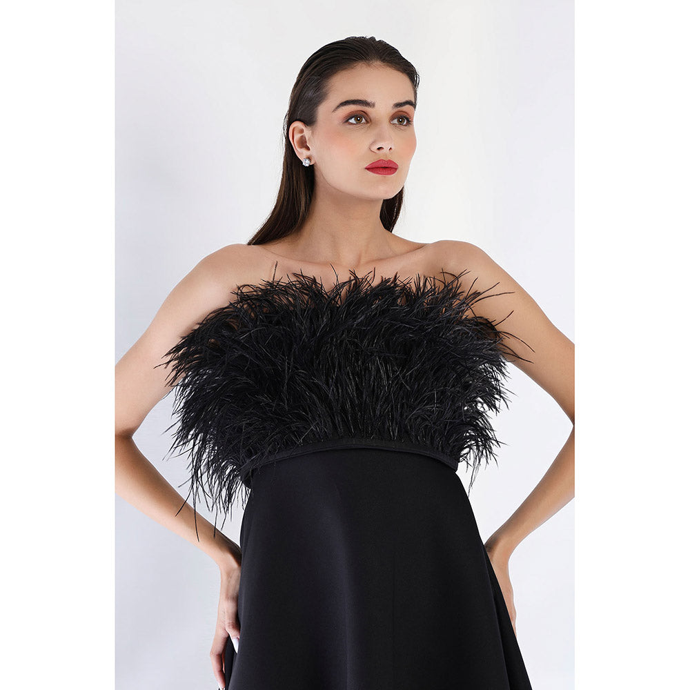 Ozeqo Black Fit and Flare Dress and Wrap