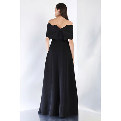 Ozeqo Black Solid Maxi Dress and Wrap