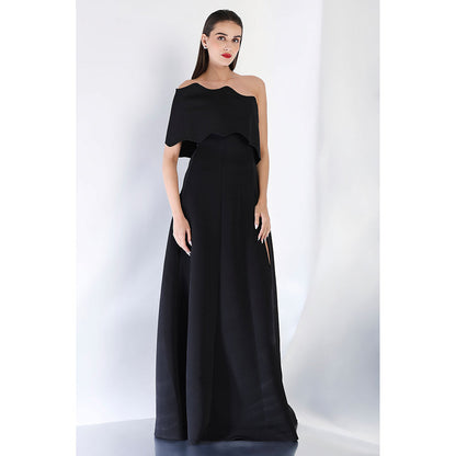 Ozeqo Black Solid Maxi Dress and Wrap