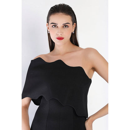 Ozeqo Black Solid Maxi Dress and Wrap