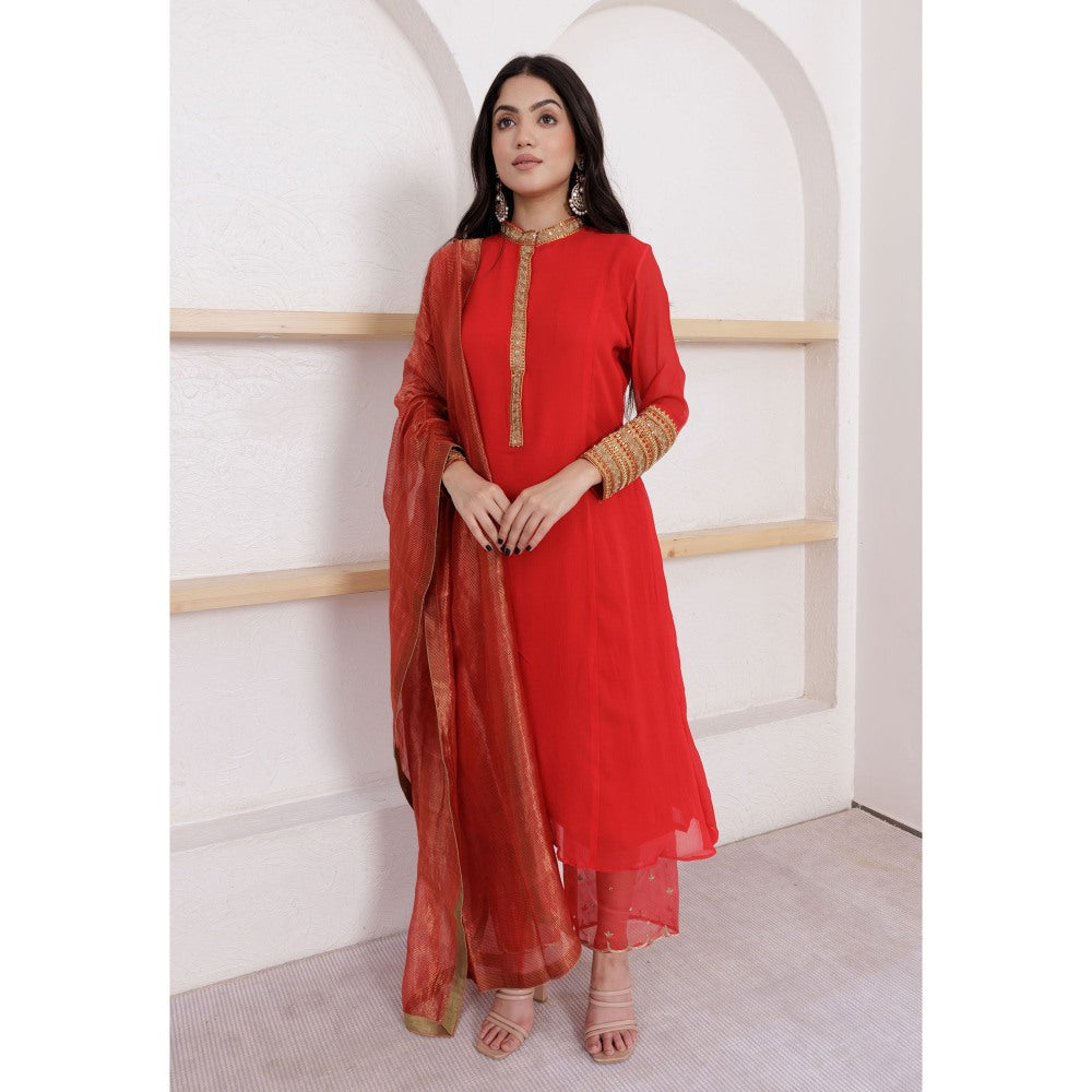 Pairaahan Adira Kurta Red (Set of 3)