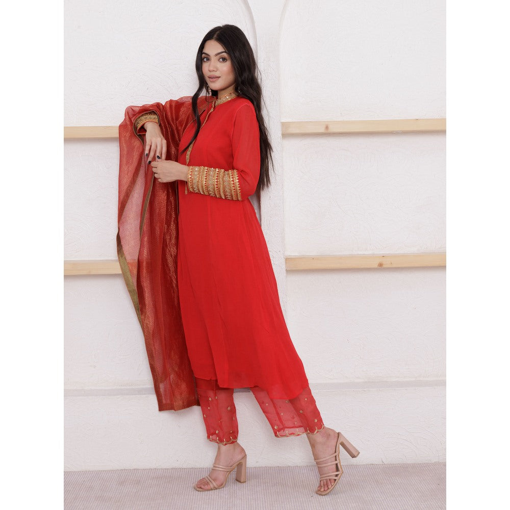 Pairaahan Adira Kurta Red (Set of 3)