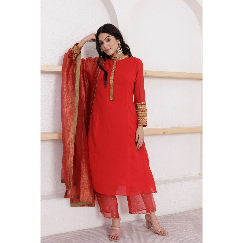 Pairaahan Adira Kurta Red (Set of 3)