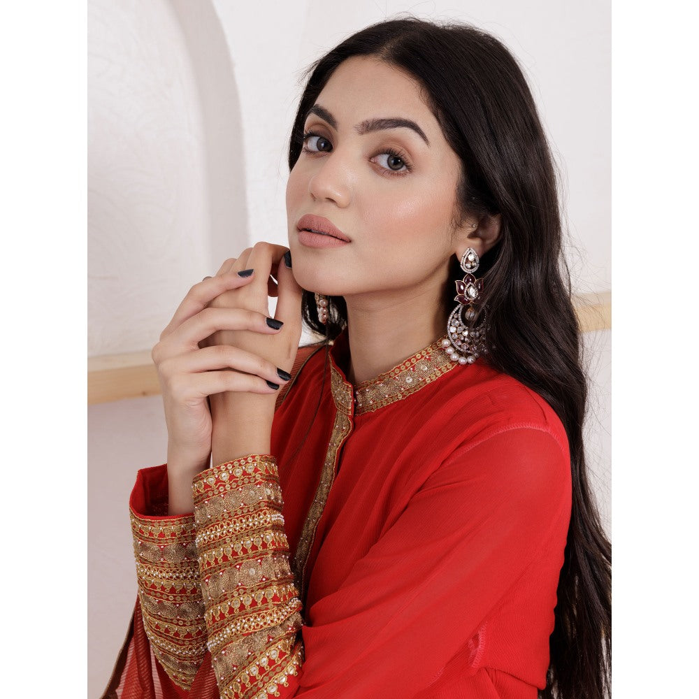 Pairaahan Adira Kurta Red (Set of 3)