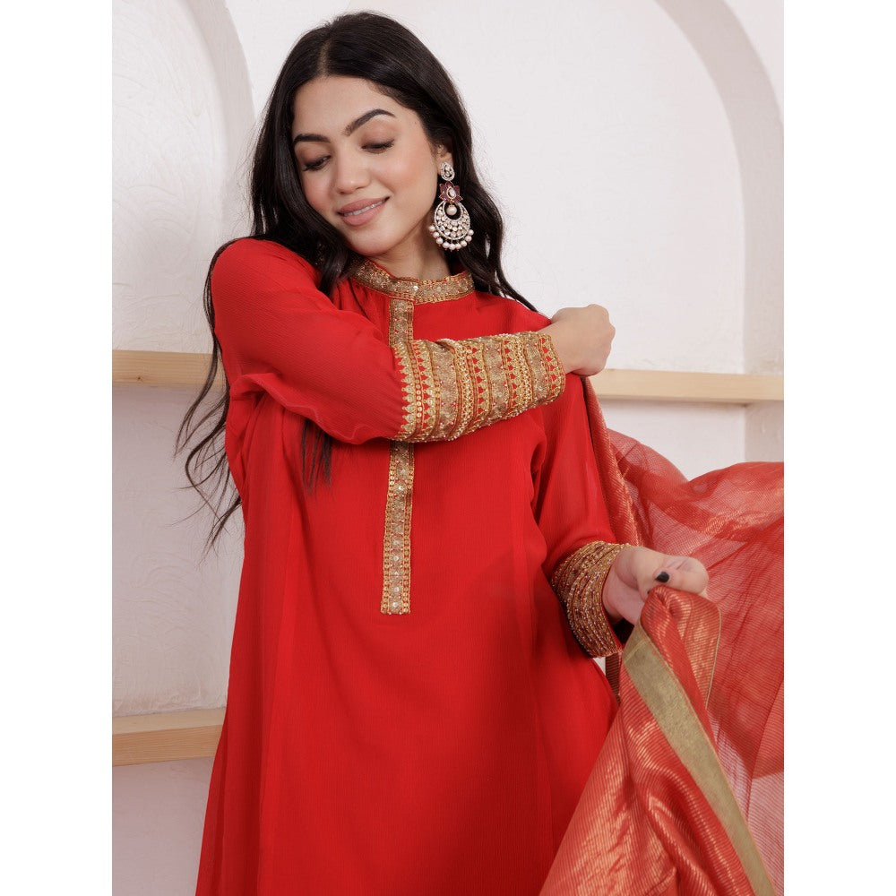 Pairaahan Adira Kurta Red (Set of 3)