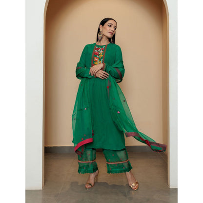 Pairaahan Farah Kurta Green (Set of 3)