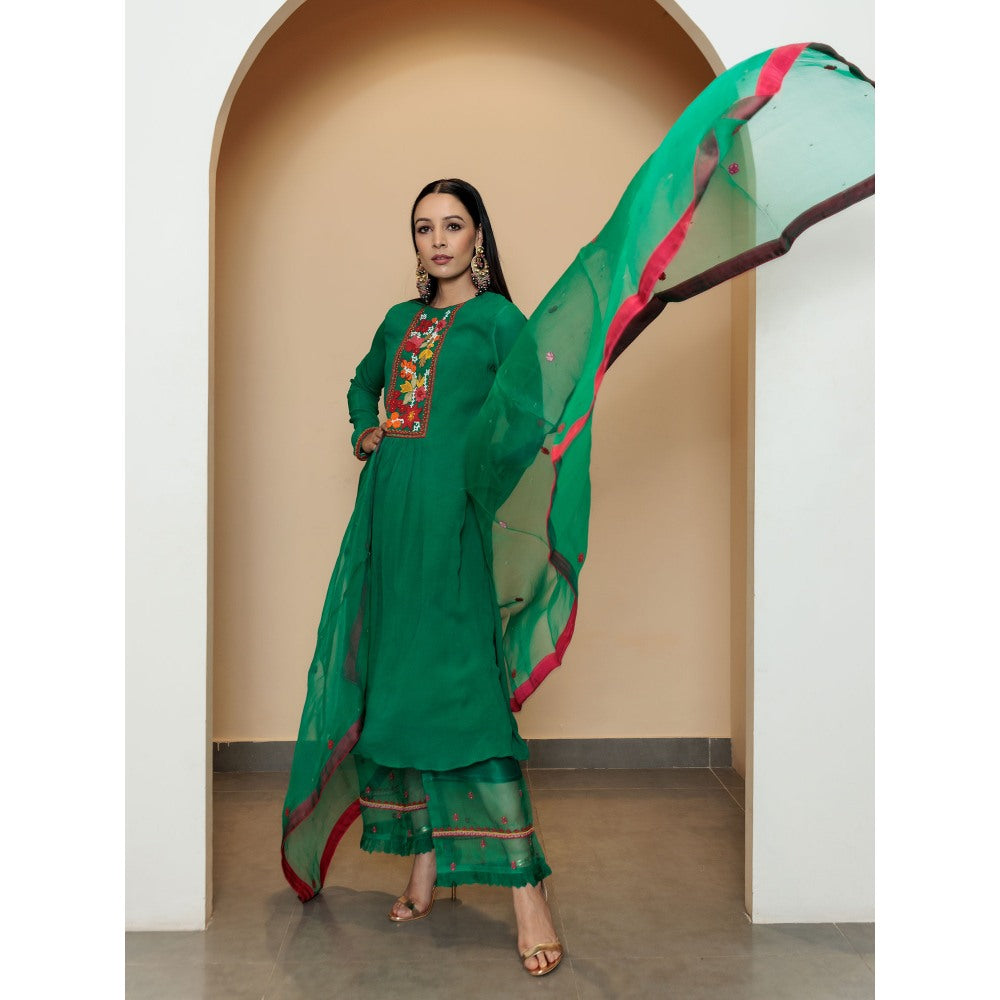 Pairaahan Farah Kurta Green (Set of 3)