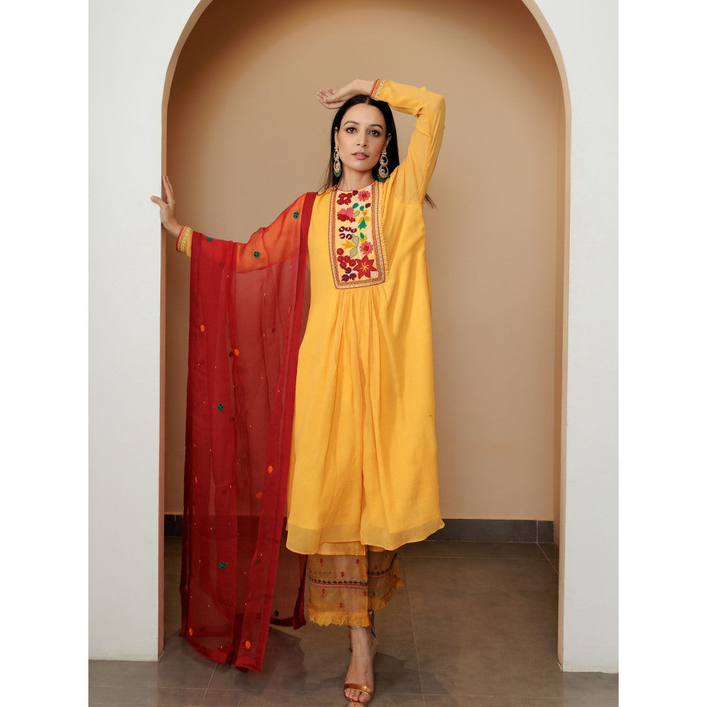 Pairaahan Mehr Kurta Yellow (Set of 3)