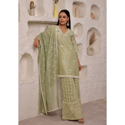 Pairaahan Noor Kurta Green (Set of 3)