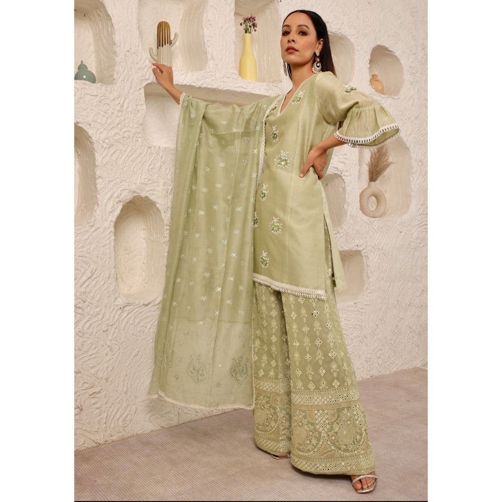 Pairaahan Noor Kurta Green (Set of 3)