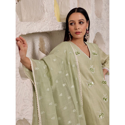 Pairaahan Noor Kurta Green (Set of 3)