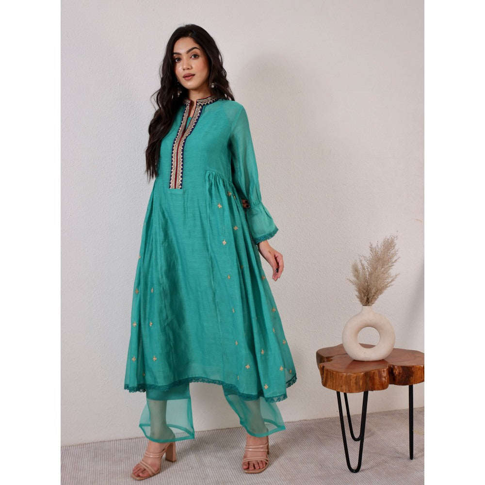 Pairaahan Sarah Kurta Green (Set of 2)