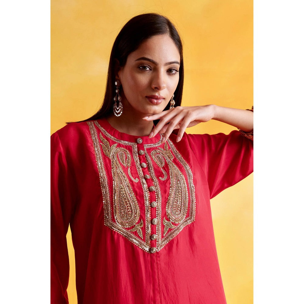 Pairaahan RED Kurta with Pant (Set of 2)