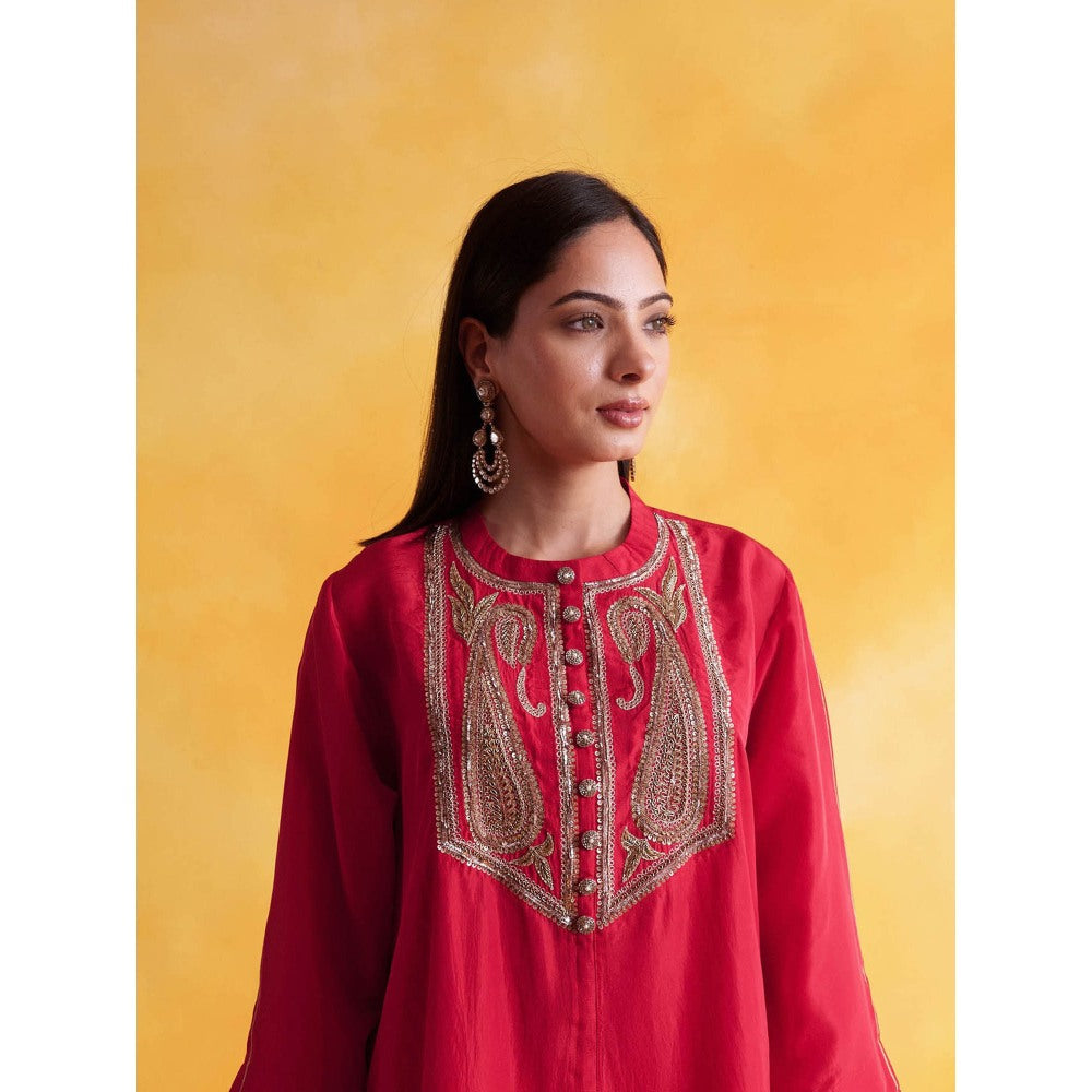 Pairaahan RED Kurta with Pant (Set of 2)