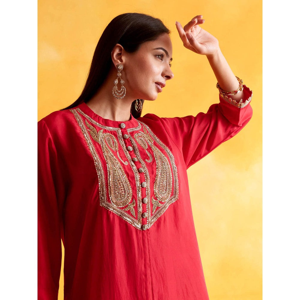 Pairaahan RED Kurta with Pant (Set of 2)