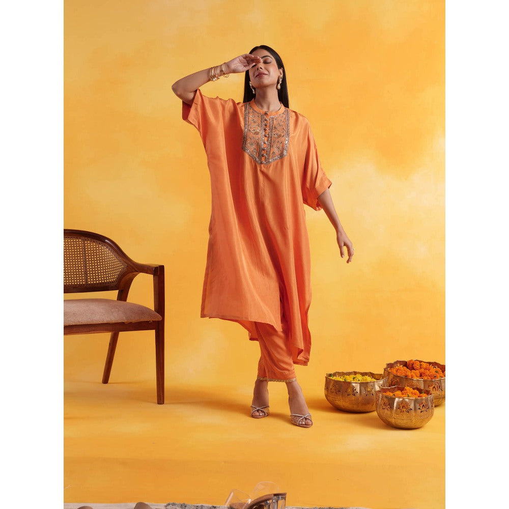 Pairaahan LIARA Orange Kaftan with Pant (Set of 2)
