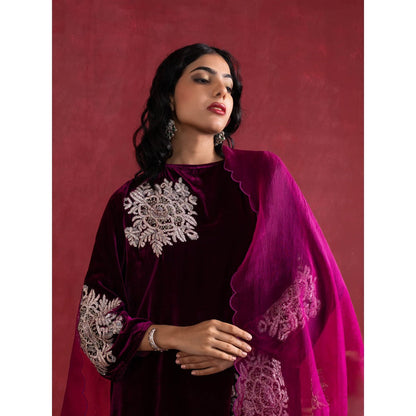 Pairaahan HIRAN Magenta Kurta with Pant (Set of 3)