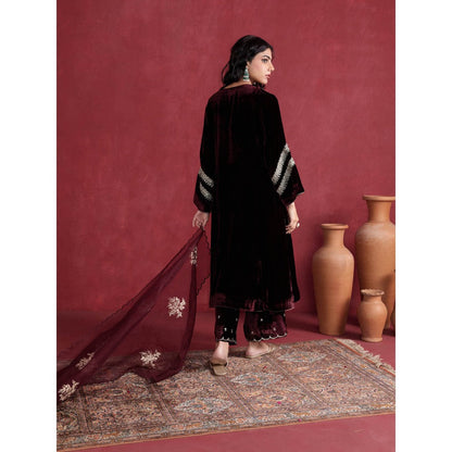 Pairaahan J.R Velvet Kurta with Pant (Set of 3)
