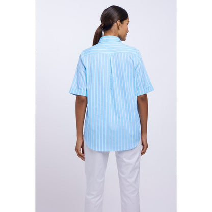 Pallavi Swadi Blue Stripe Star Fringe Shirt
