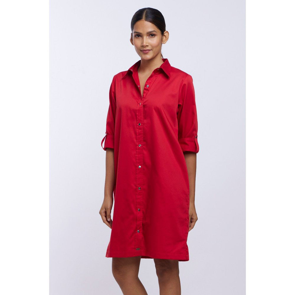 Pallavi Swadi Red Solid Shirt Dress