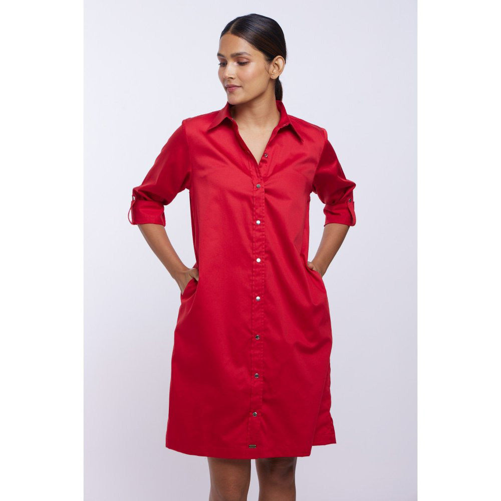 Pallavi Swadi Red Solid Shirt Dress