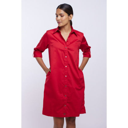 Pallavi Swadi Red Solid Shirt Dress